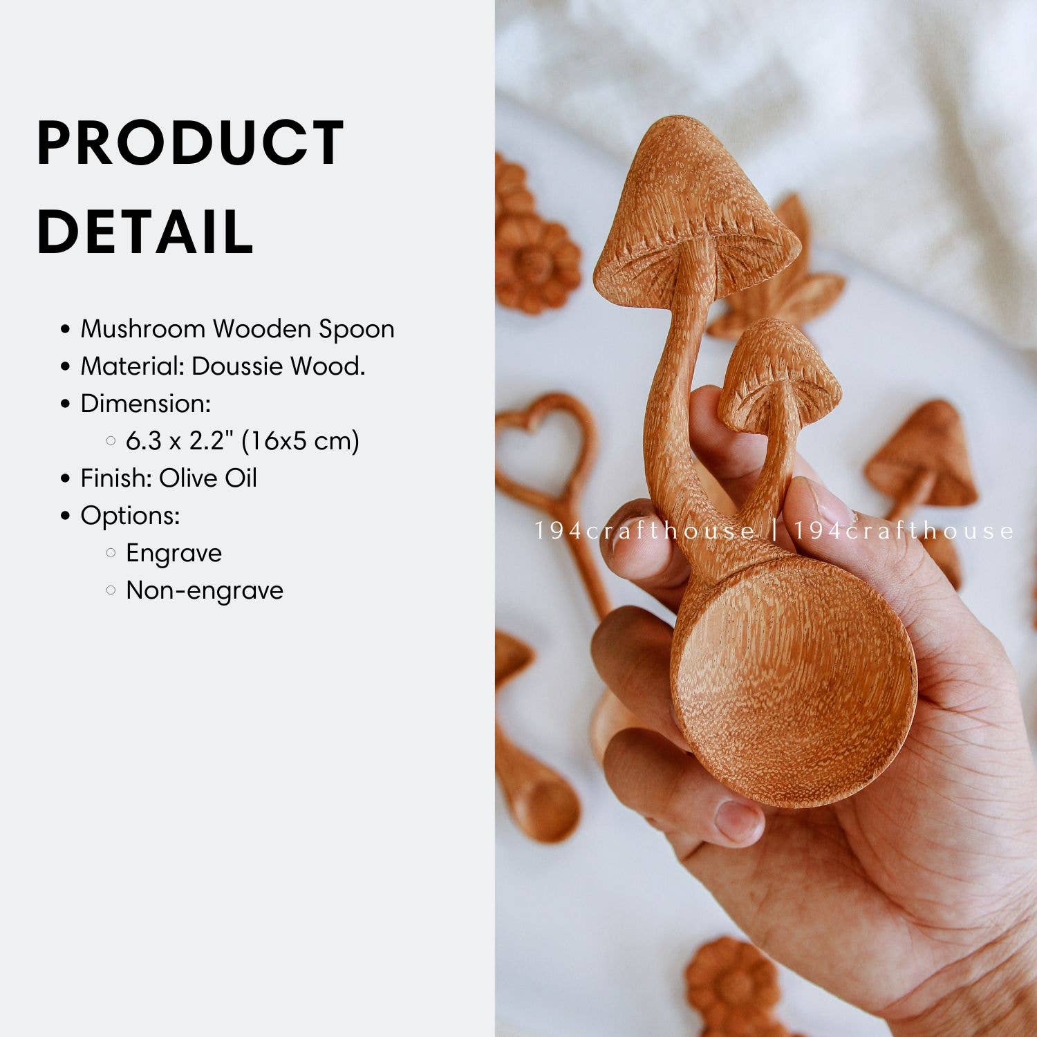 Wooden Mushroom Spoon