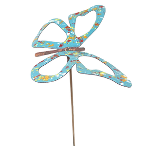 Copper Enamel Wispy Butterfly Garden Stake