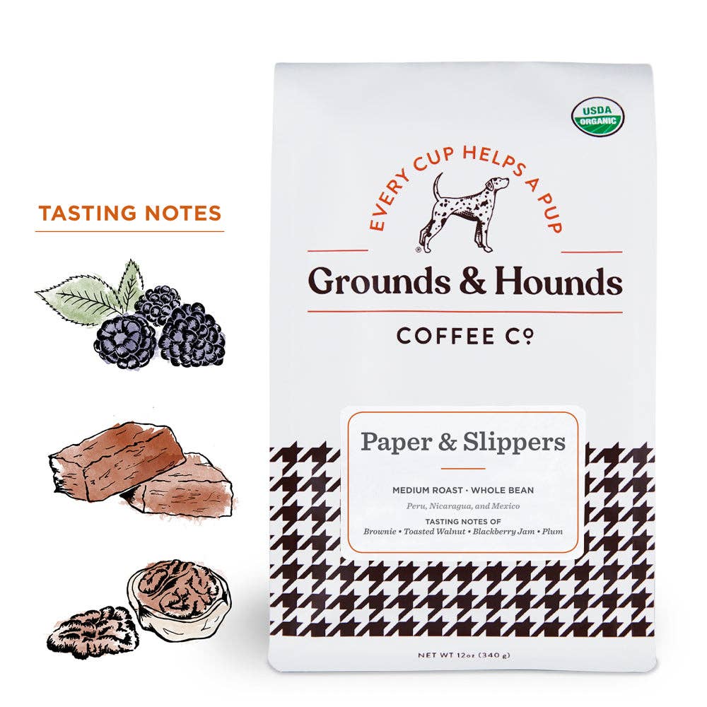 Grounds & Hounds Coffee Co. - Paper & Slippers™ Medium Roast Blend | Whole Bean