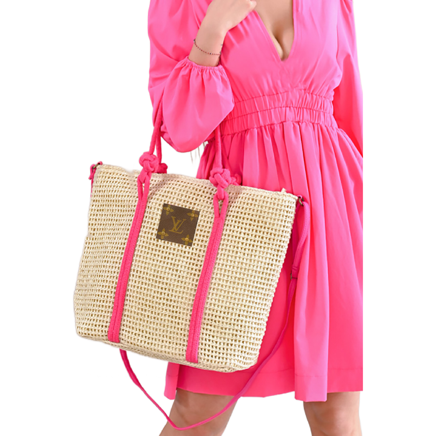 Upcycled Straw & Vegan Leather Tote | Ivory