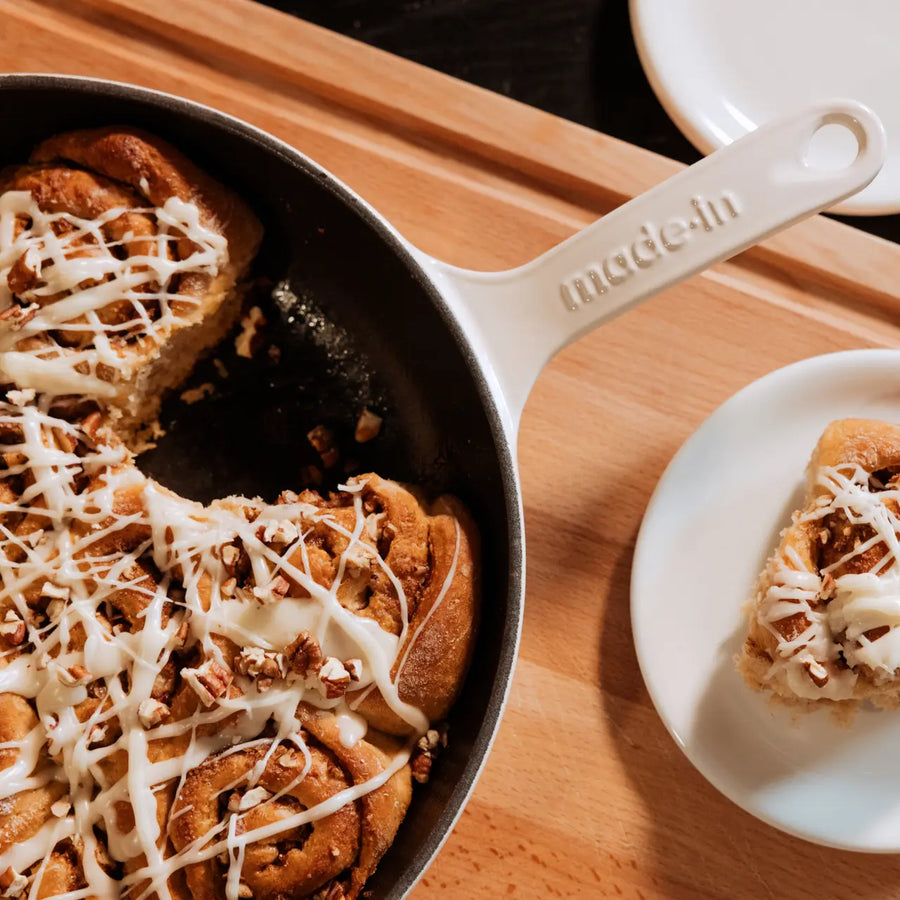 Enameled Cast Iron Skillet | Antique White