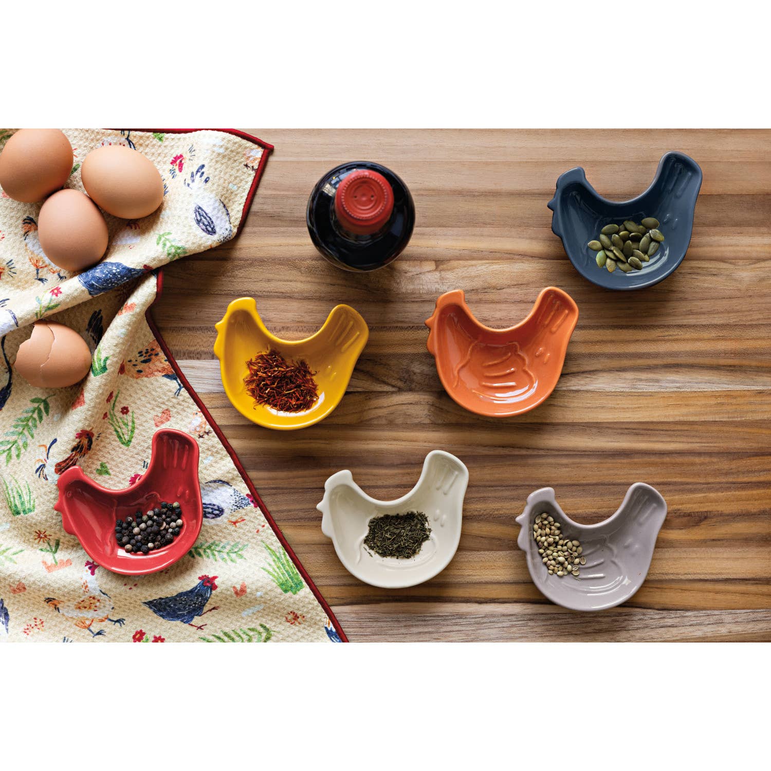 S/6 Stoneware Chicken Pinch Bowls