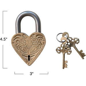 S/3 Heart Shaped S/S Lock w/Keys