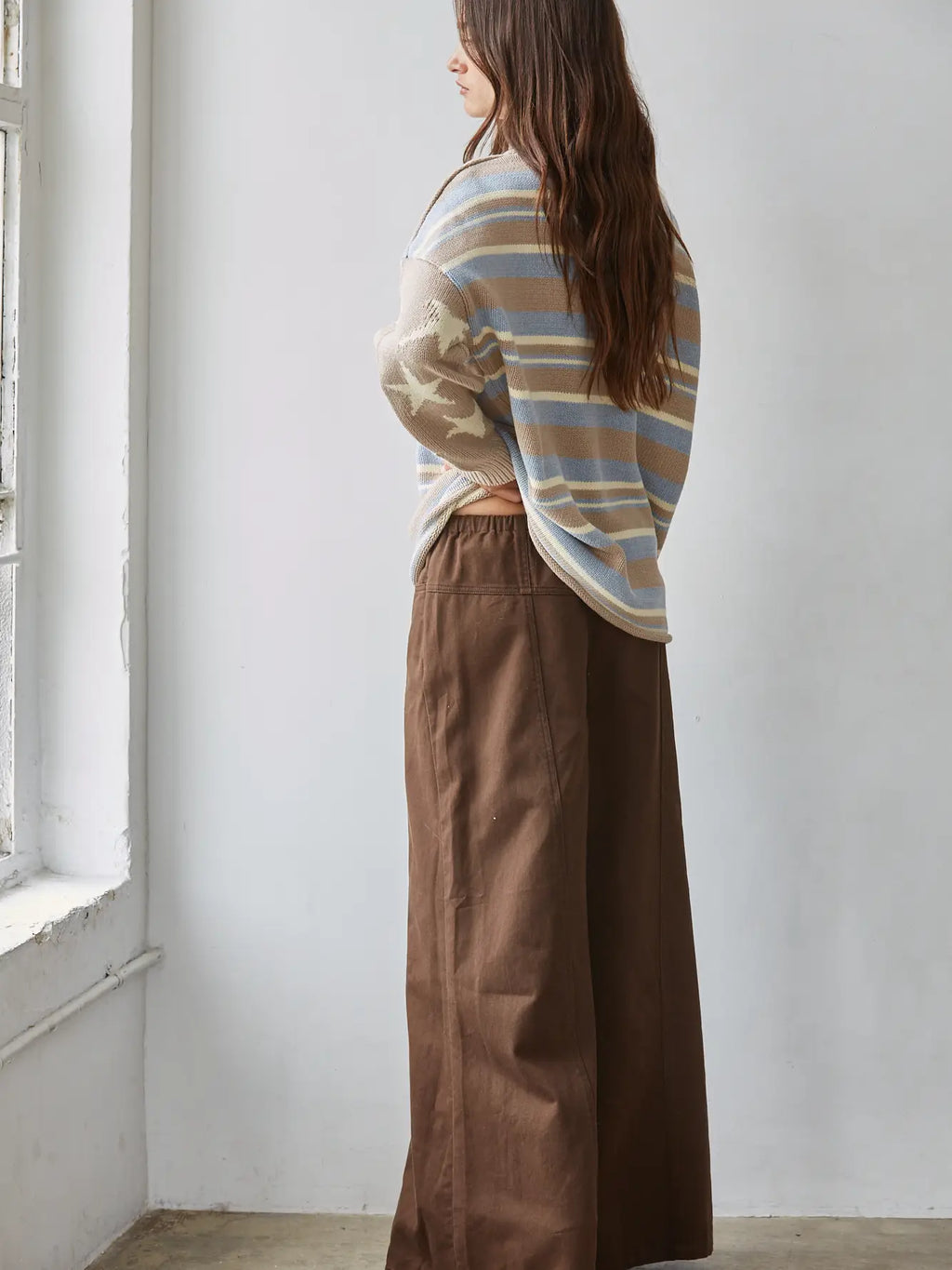 Knit Sweater Striped Pullover with Star Detail