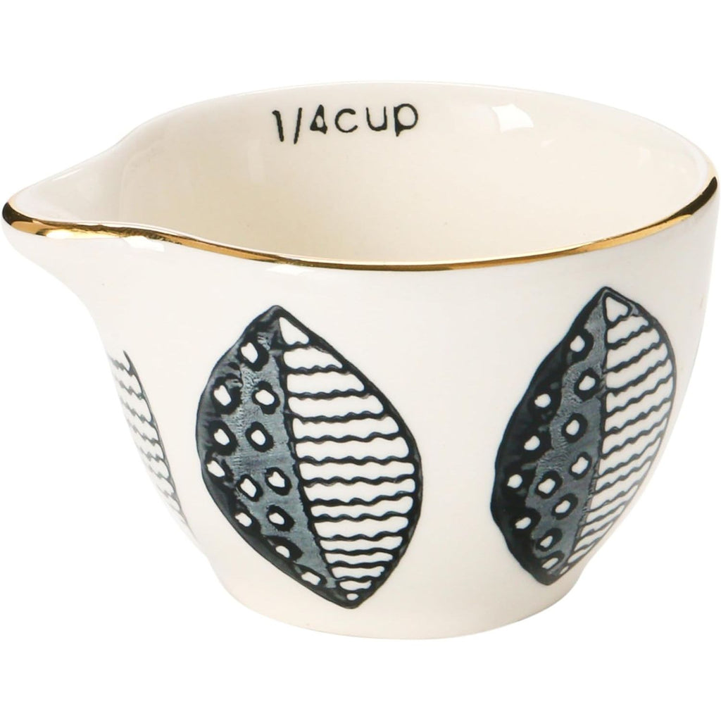 S/4 Stoneware Measuring Cups w/Gold Electroplating