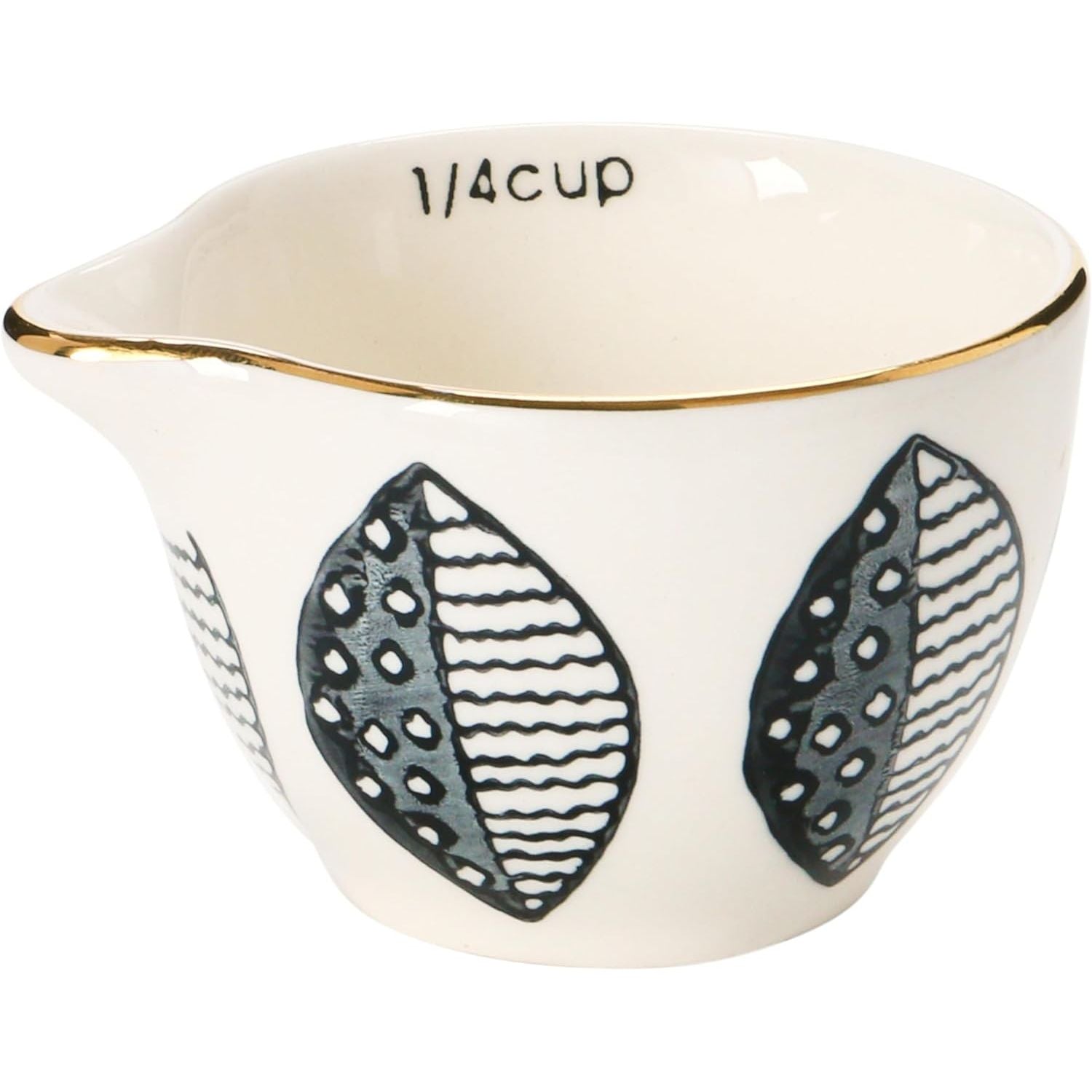 S/4 Stoneware Measuring Cups w/Gold Electroplating