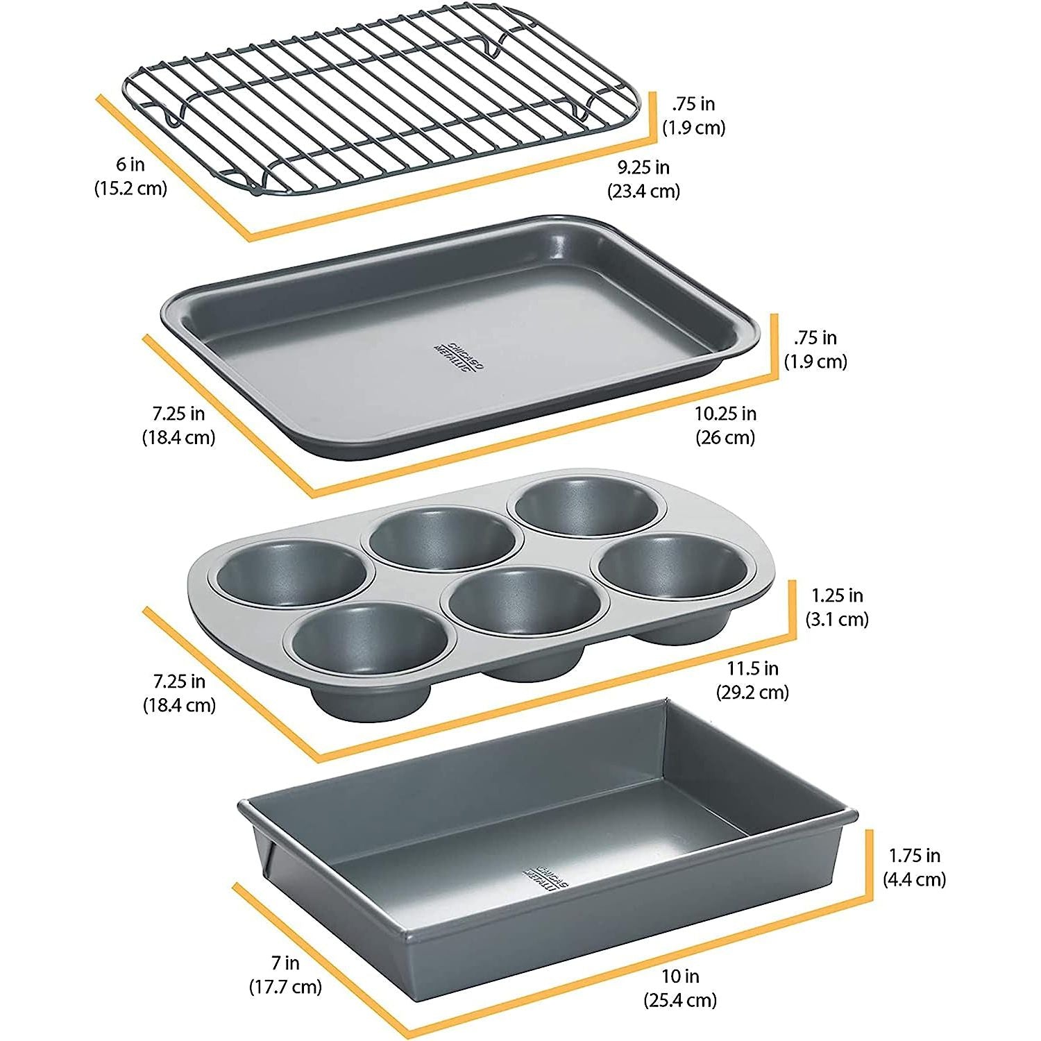 Chicago Metallic Non-Stick Toaster Oven Bakeware Set