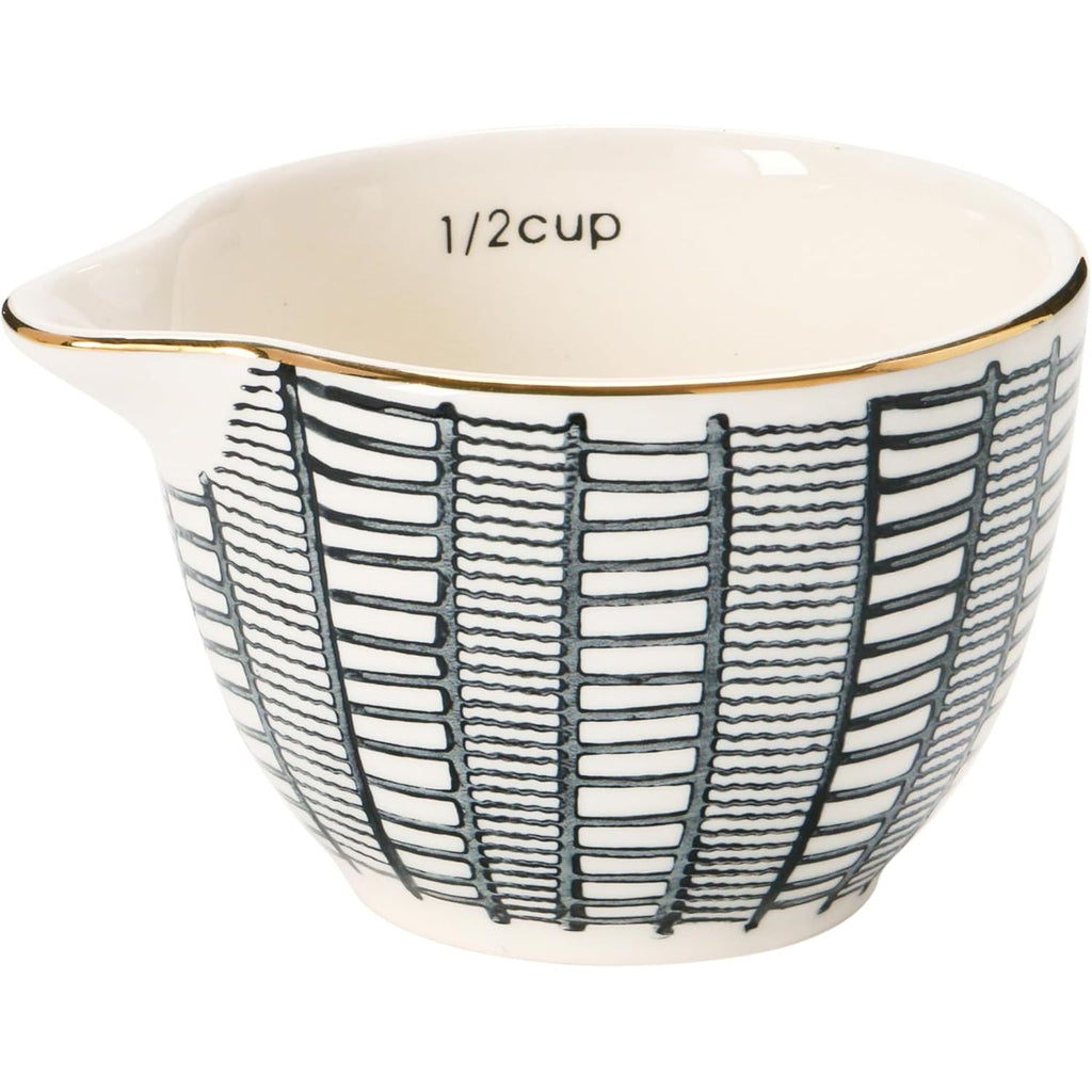 S/4 Stoneware Measuring Cups w/Gold Electroplating