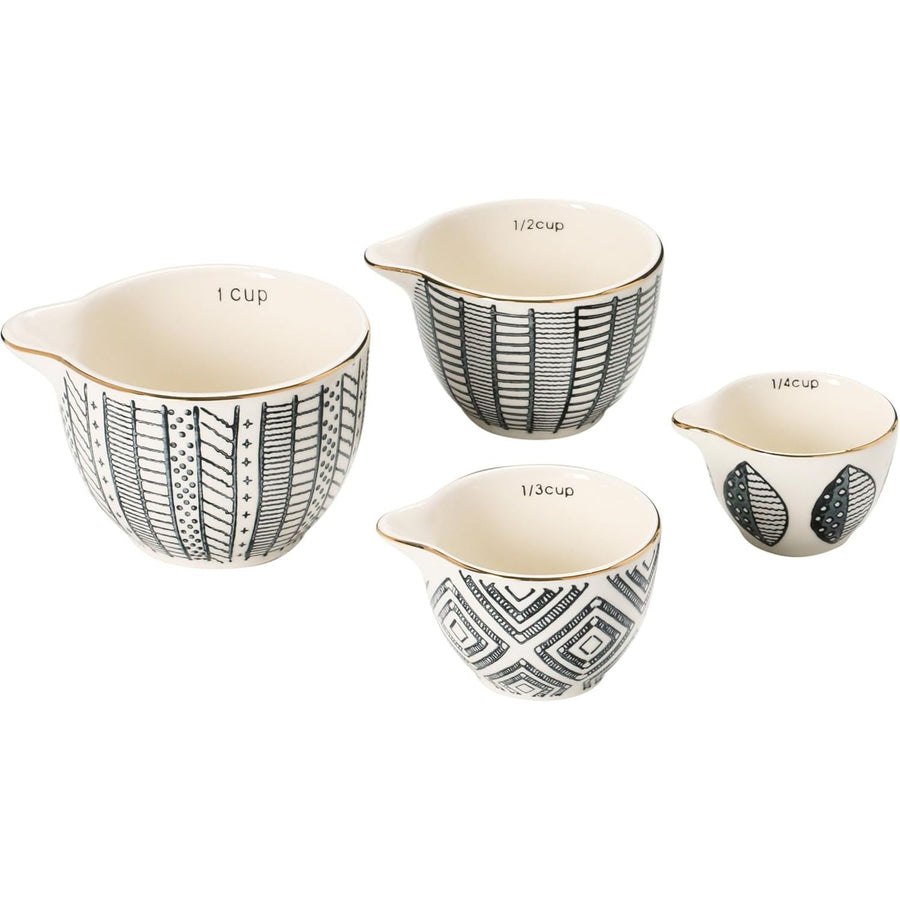 S/4 Stoneware Measuring Cups w/Gold Electroplating