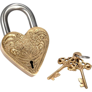 S/3 Heart Shaped S/S Lock w/Keys