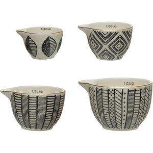S/4 Stoneware Measuring Cups w/Gold Electroplating