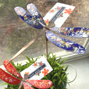 Enamel Dragonfly Garden Stake