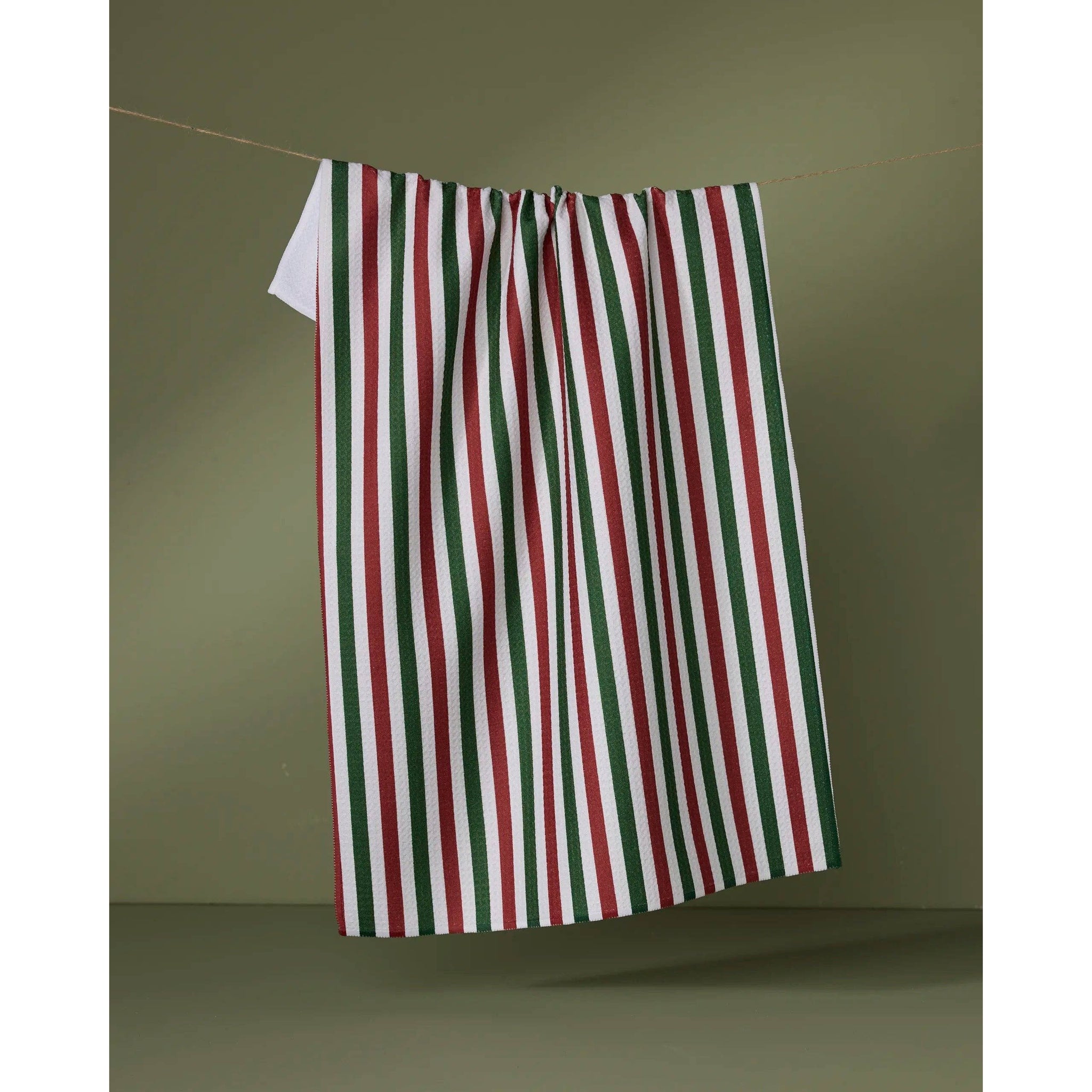 Geometry - Ribbon Green Red Tea Towel