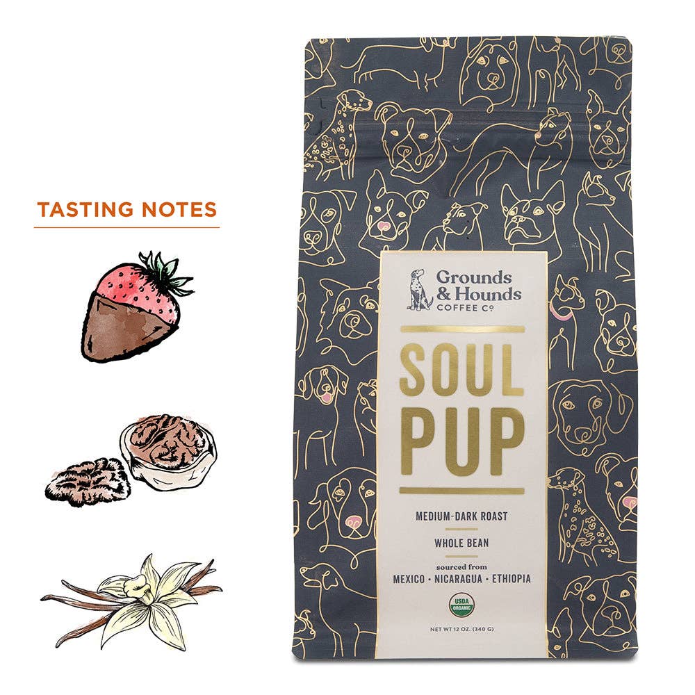 Grounds & Hounds Coffee Co. | Soul Pup Organic Blend Coffee - Whole Bean