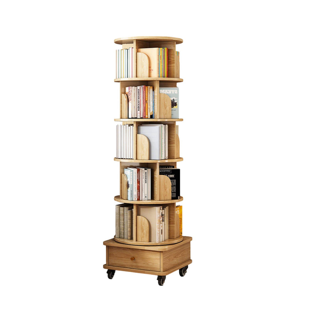 Rotating Bookshelf w/Drawer | 6 Tier