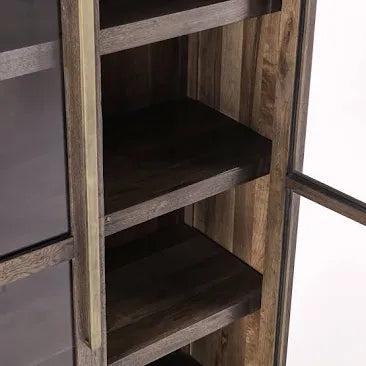 Bradley Oak Wood Tall Cabinet | Cocoa Brown