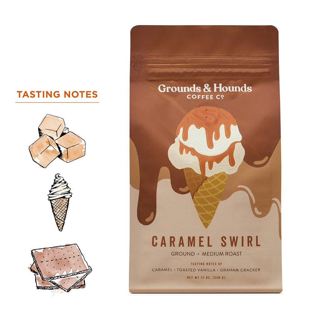 Grounds & Hounds Coffee Co.® Roast Coffee | Caramel Swirl Coffee (Ground)
