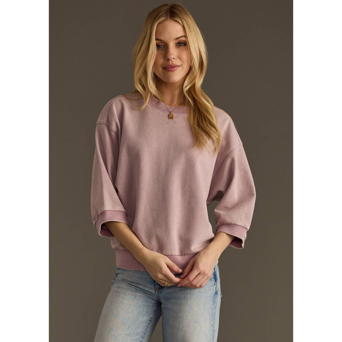 Washed Short Sleeve Sweatshirt | Dusty Rose
