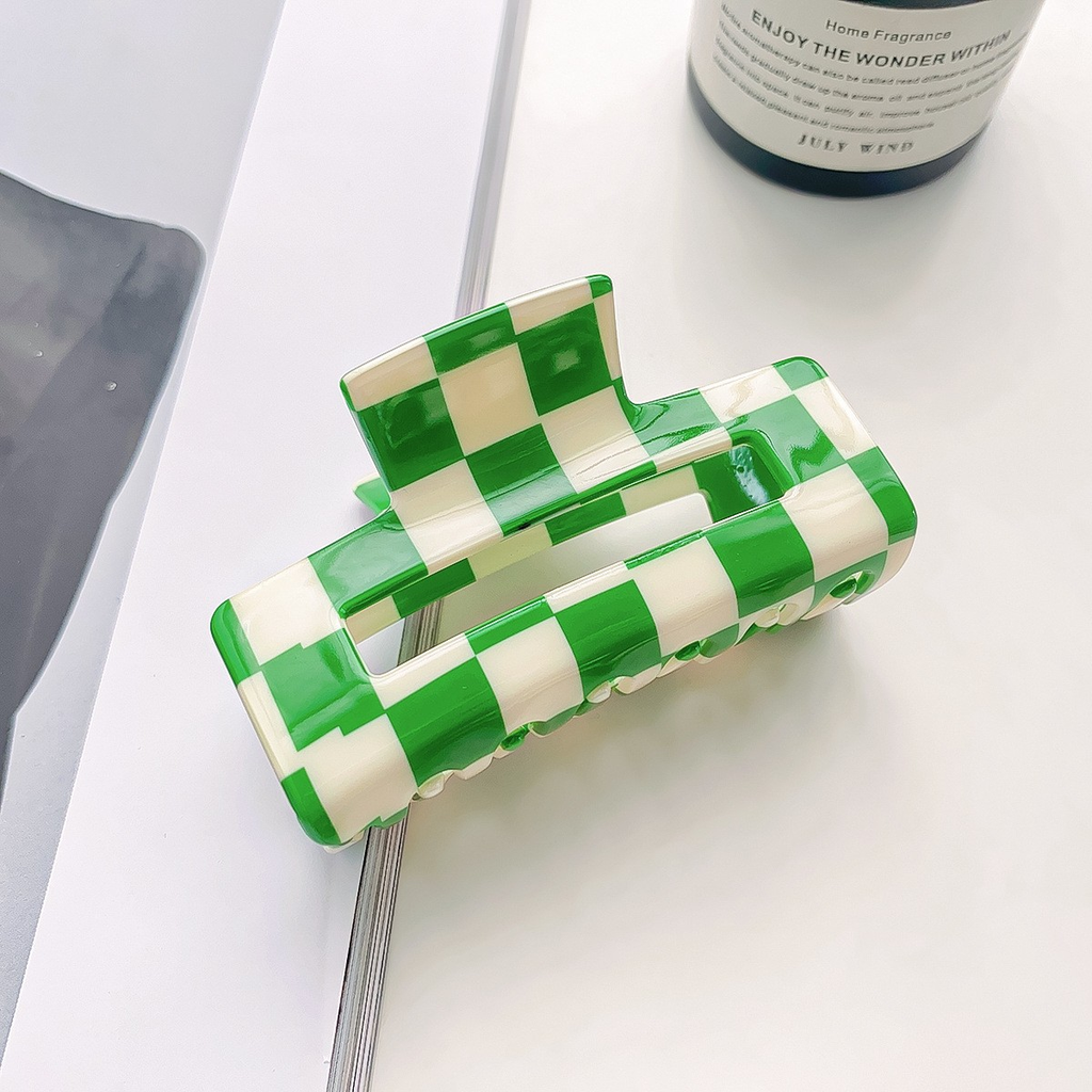 ACCITY - Checkerboard Hair Claw – Candy Color Acetate Look_CWMM10084: BLACK1 / (OS) 1