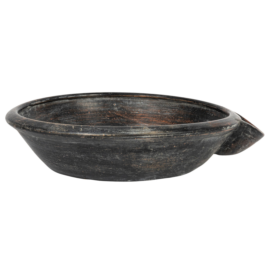 Vintage Reproduction Black Clay Bowl w/Handle
