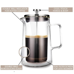 Kaffe Double-Wall Glass French Press Coffee Maker