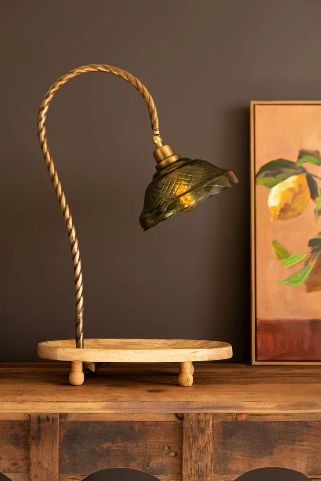 Green Glass Gooseneck Task Lamp