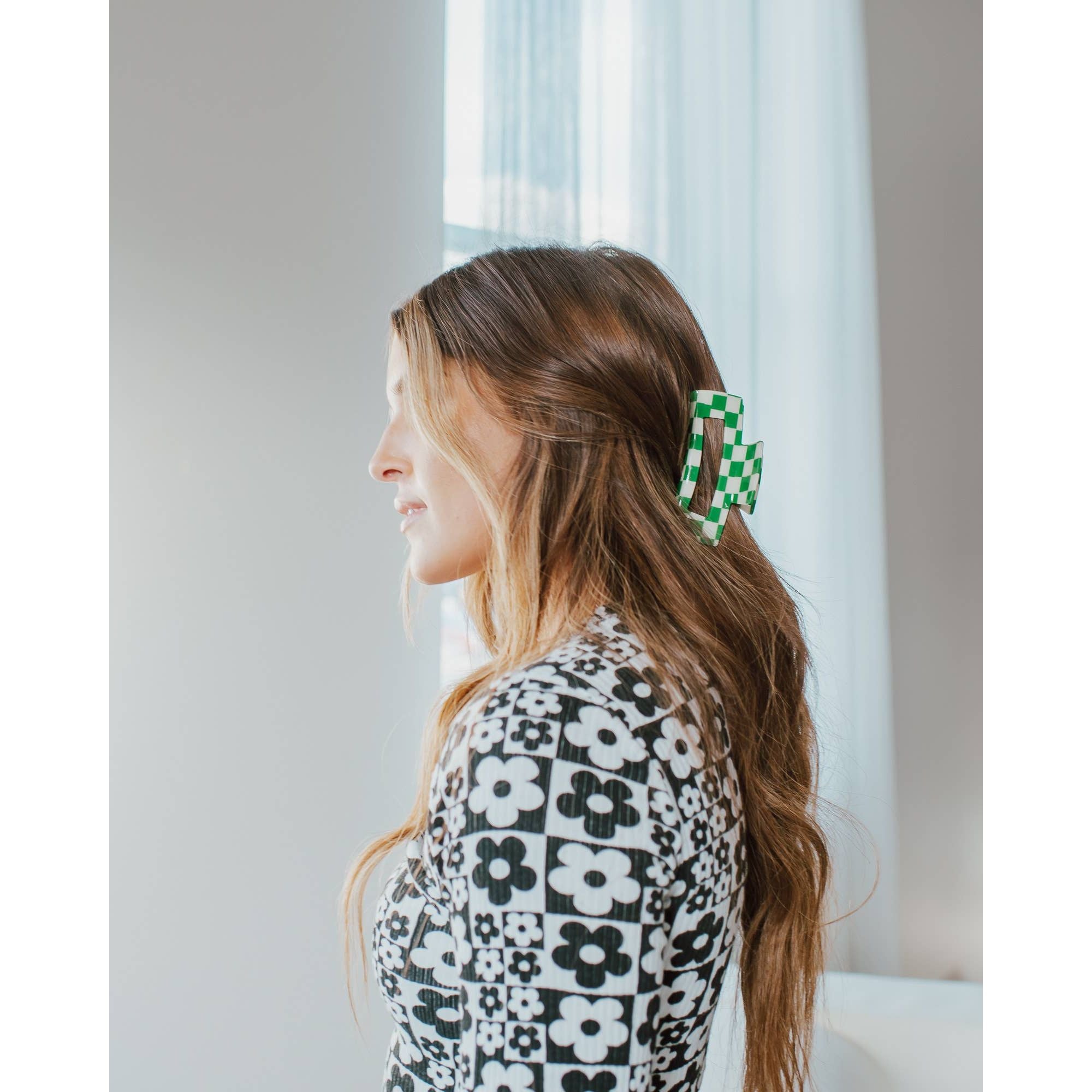 Checker Hair Claw | Orange