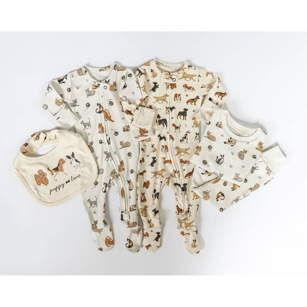 L'ovedbaby - Puppy Love | Organic Zipper Footie: 3-6m