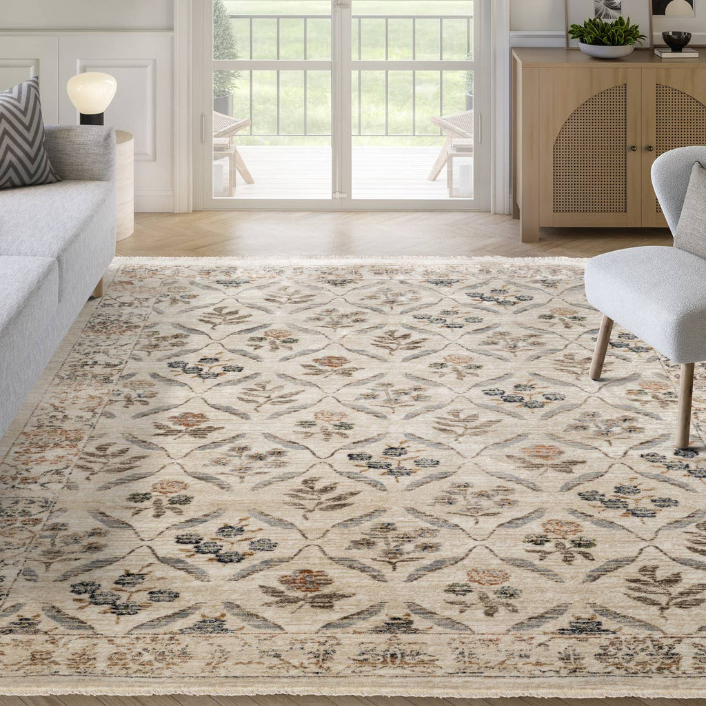 Abani Rugs - Alara Traditional Cream Vintage Floral Area Rug: 7'9" x 10'