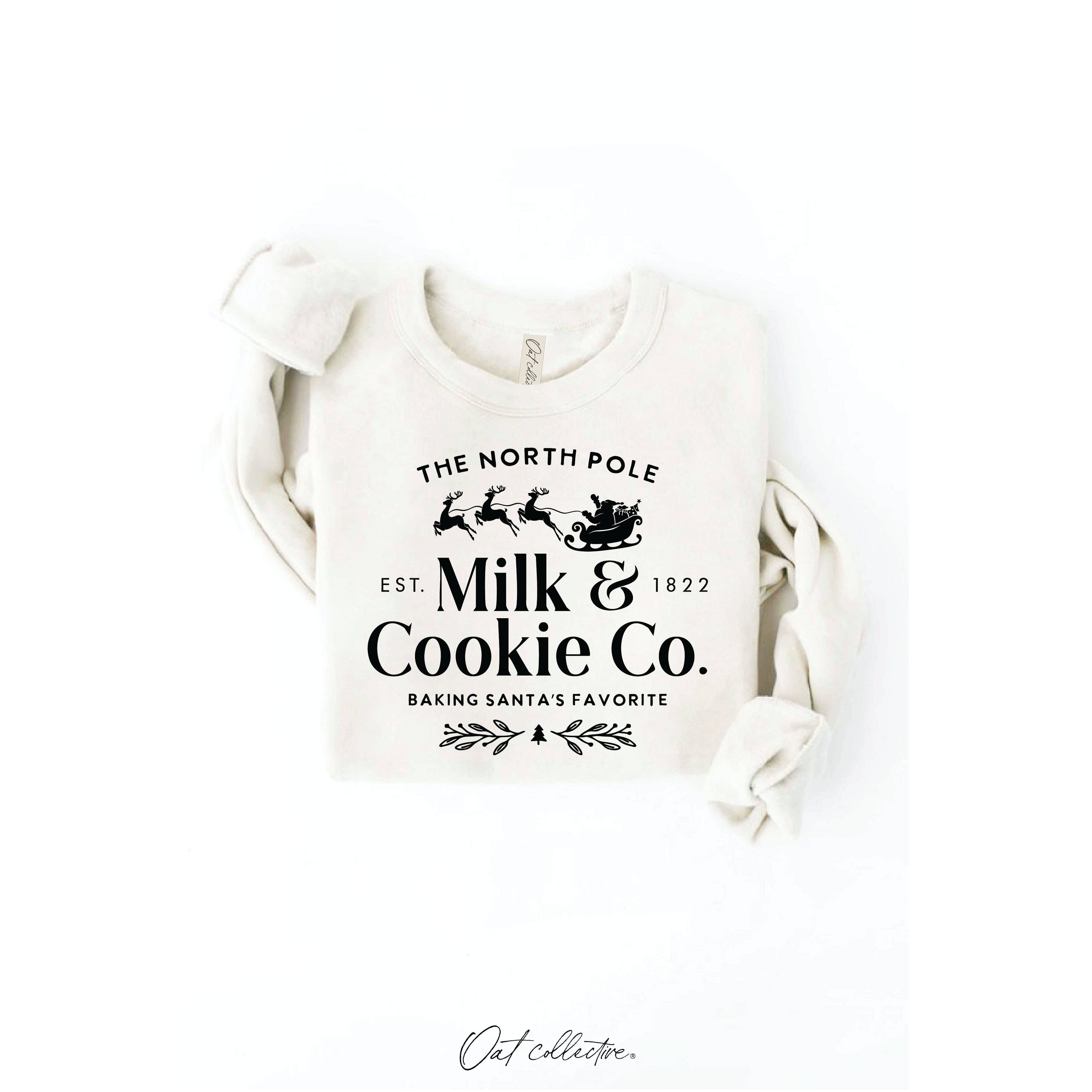 The North Pole Milk & Cookie Graphic Sweatshirt | Heather Green