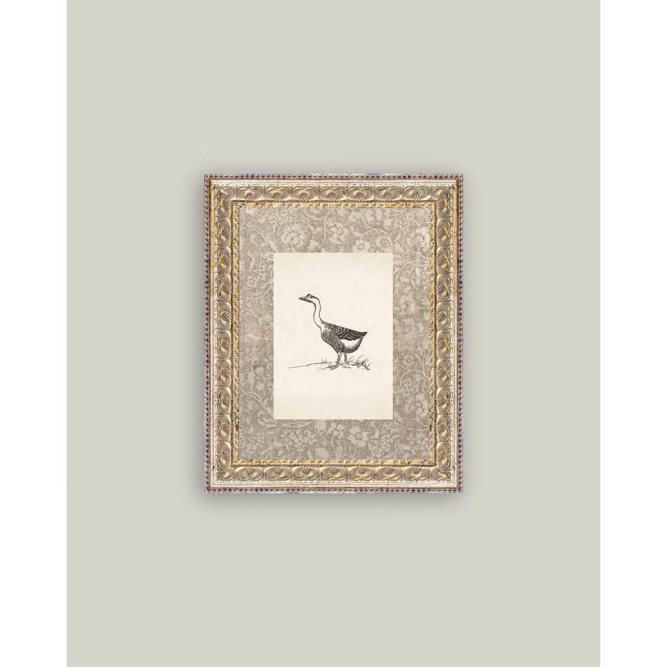 Single Goose Framed Antique Art | 8 x 10