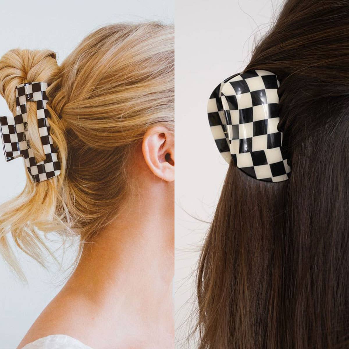 ACCITY - Checkerboard Hair Claw – Candy Color Acetate Look_CWMM10084: BLACK1 / (OS) 1