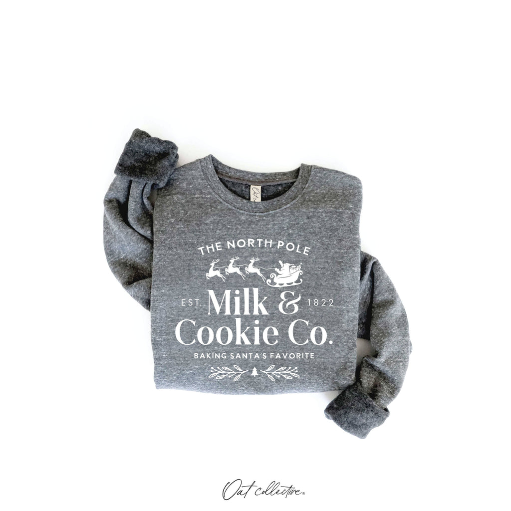 The North Pole Milk & Cookie Graphic Sweatshirt | Heather Green
