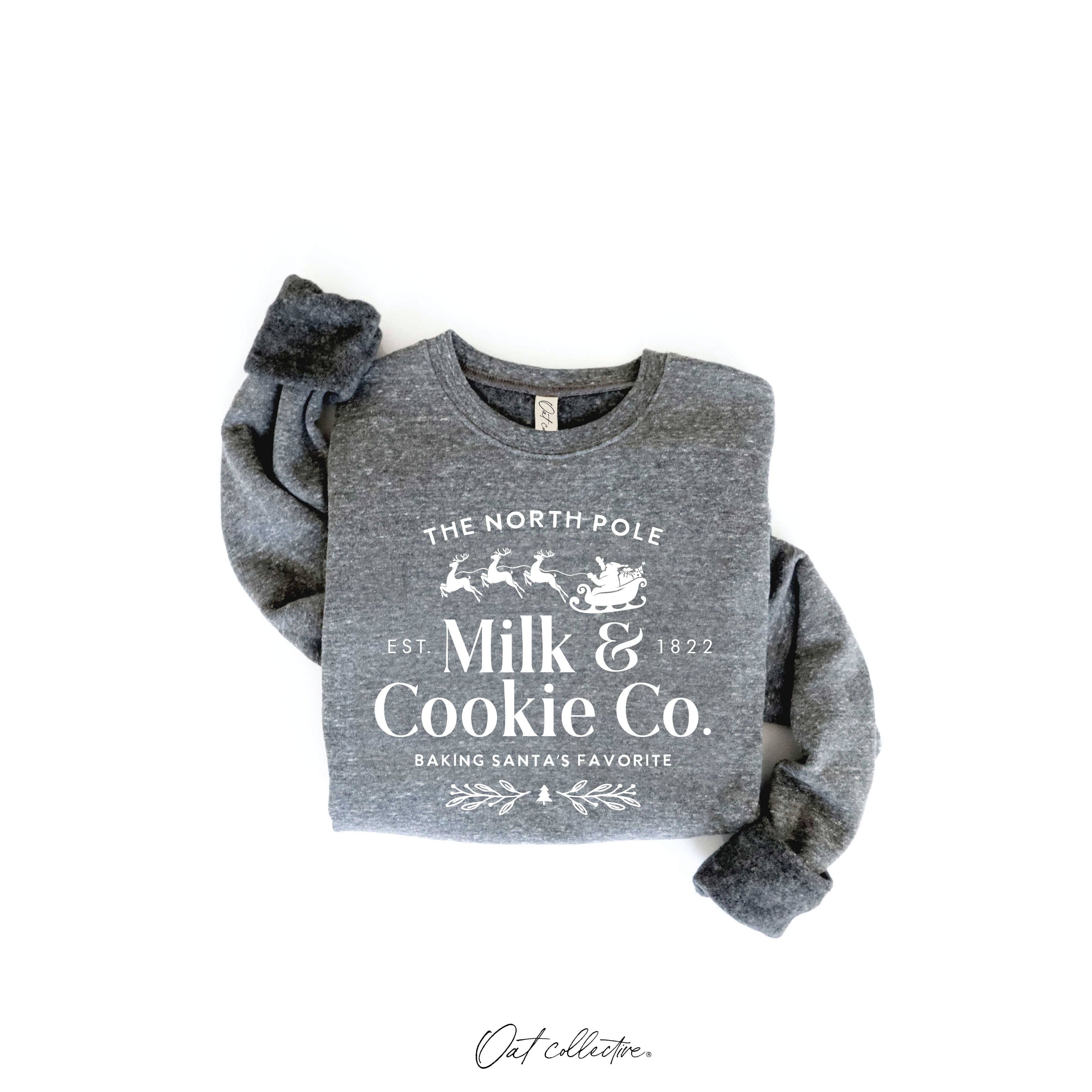 The North Pole Milk & Cookie Graphic Sweatshirt | Heather Green