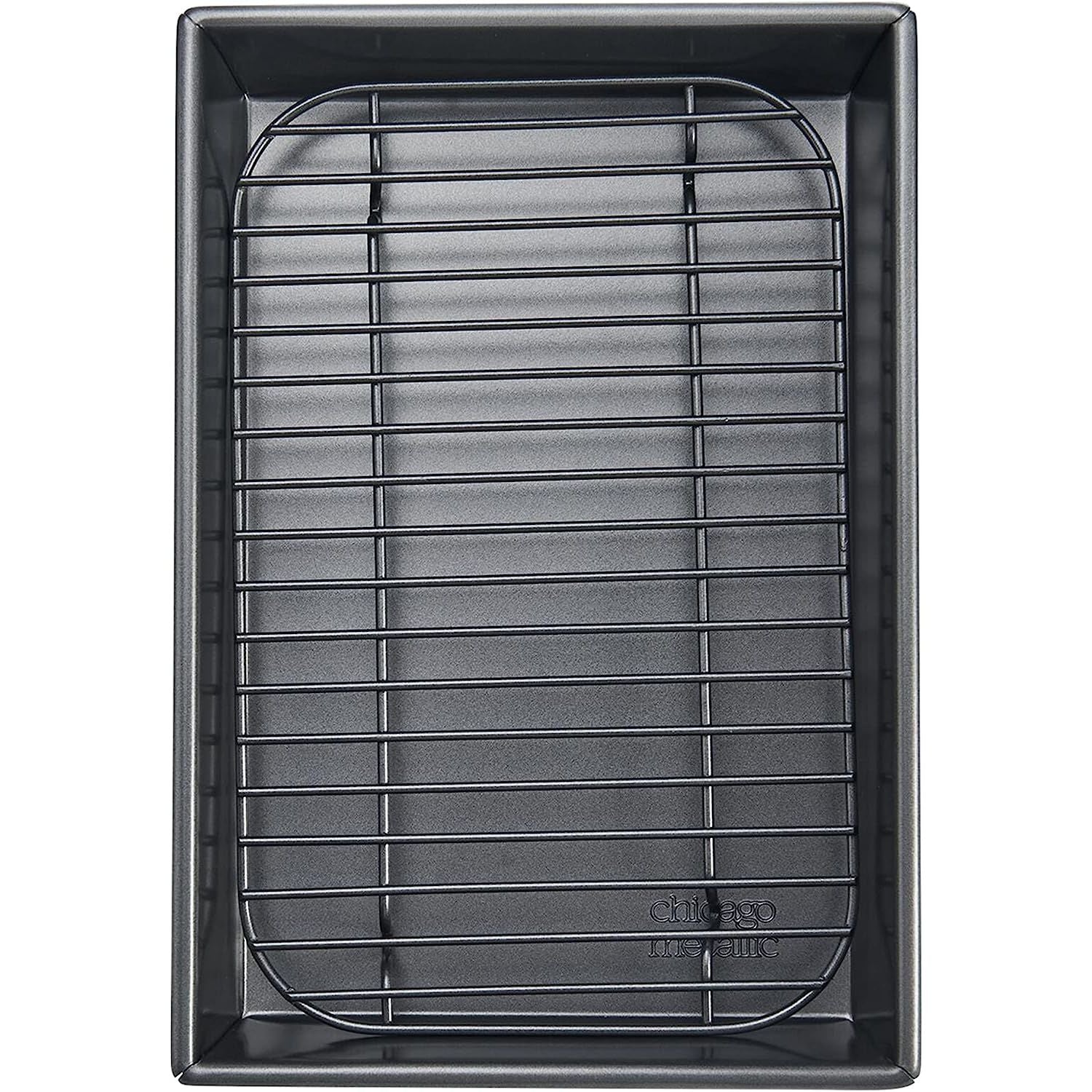 Chicago Metallic Gray Petite Roast Pan w/Rack | 10" x 7"