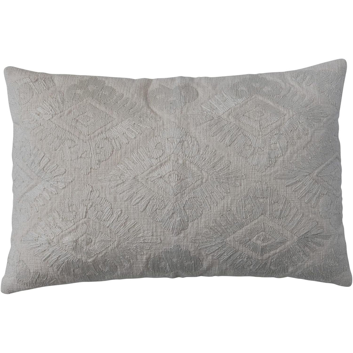 Brocade Cotton Slub Lumbar Pillow | Ivory