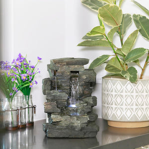 Cascading Tabletop Fountain w/LED Lights