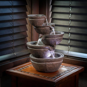 Tiering Bowls Tabletop Fountain wLED Lights