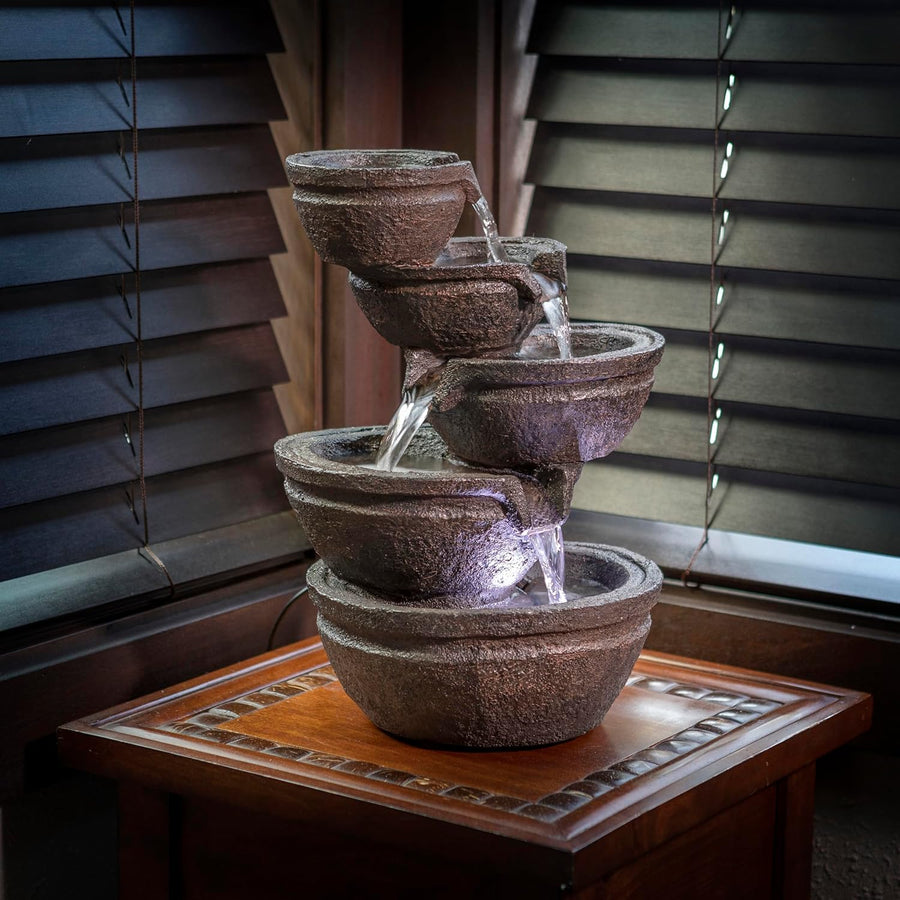 Tiering Bowls Tabletop Fountain wLED Lights