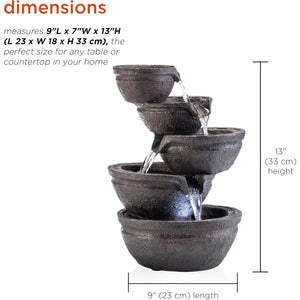 Tiering Bowls Tabletop Fountain wLED Lights