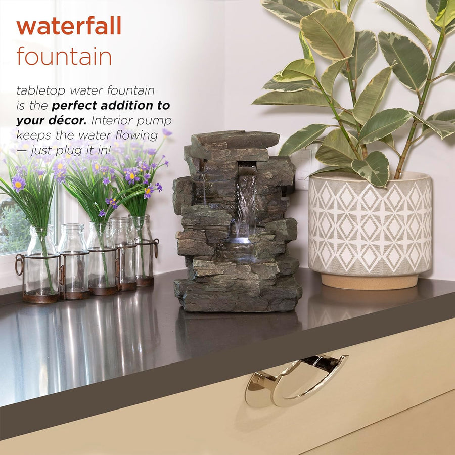 Cascading Tabletop Fountain w/LED Lights