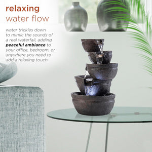 Tiering Bowls Tabletop Fountain wLED Lights