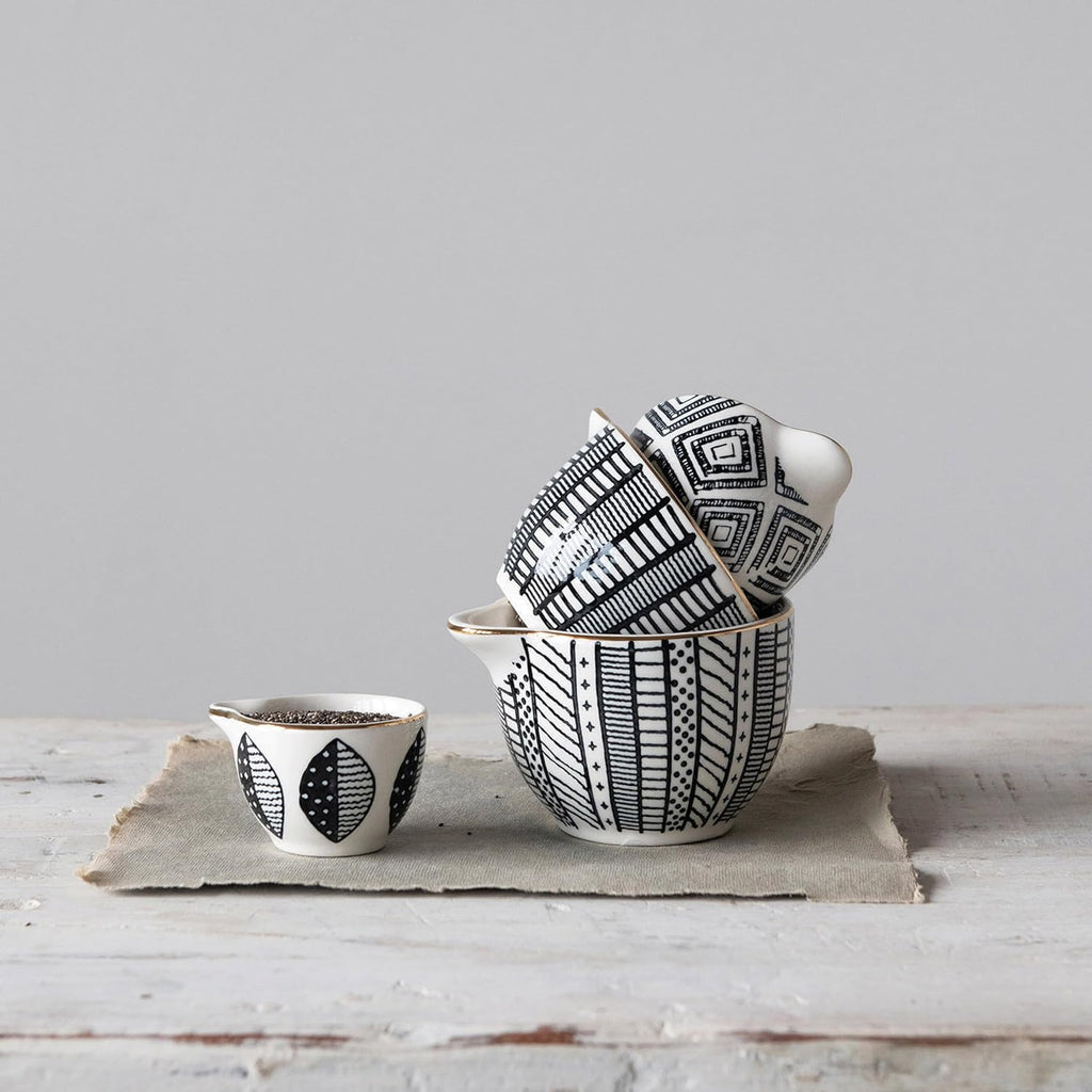 S/4 Stoneware Measuring Cups w/Gold Electroplating