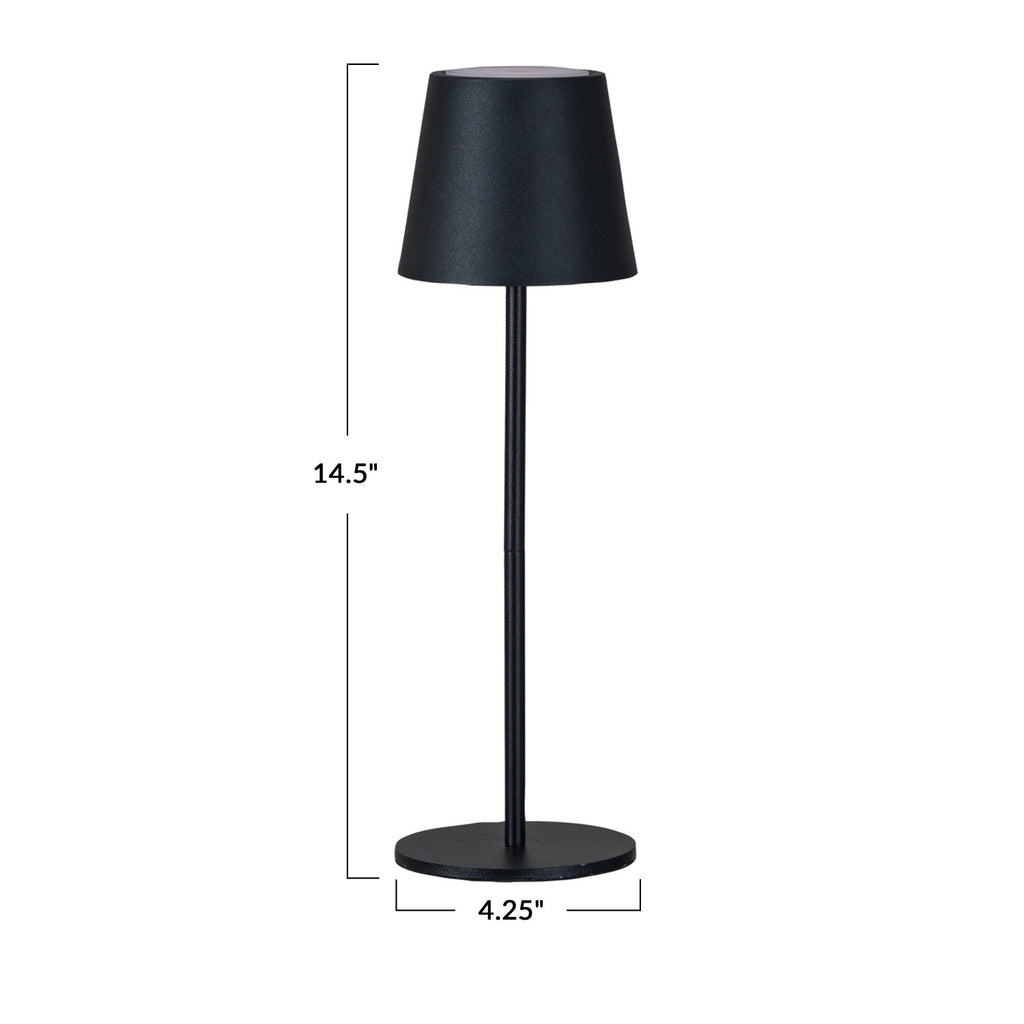 Black Metal LED Rechargeable Table Lamp w/Touch Sensor