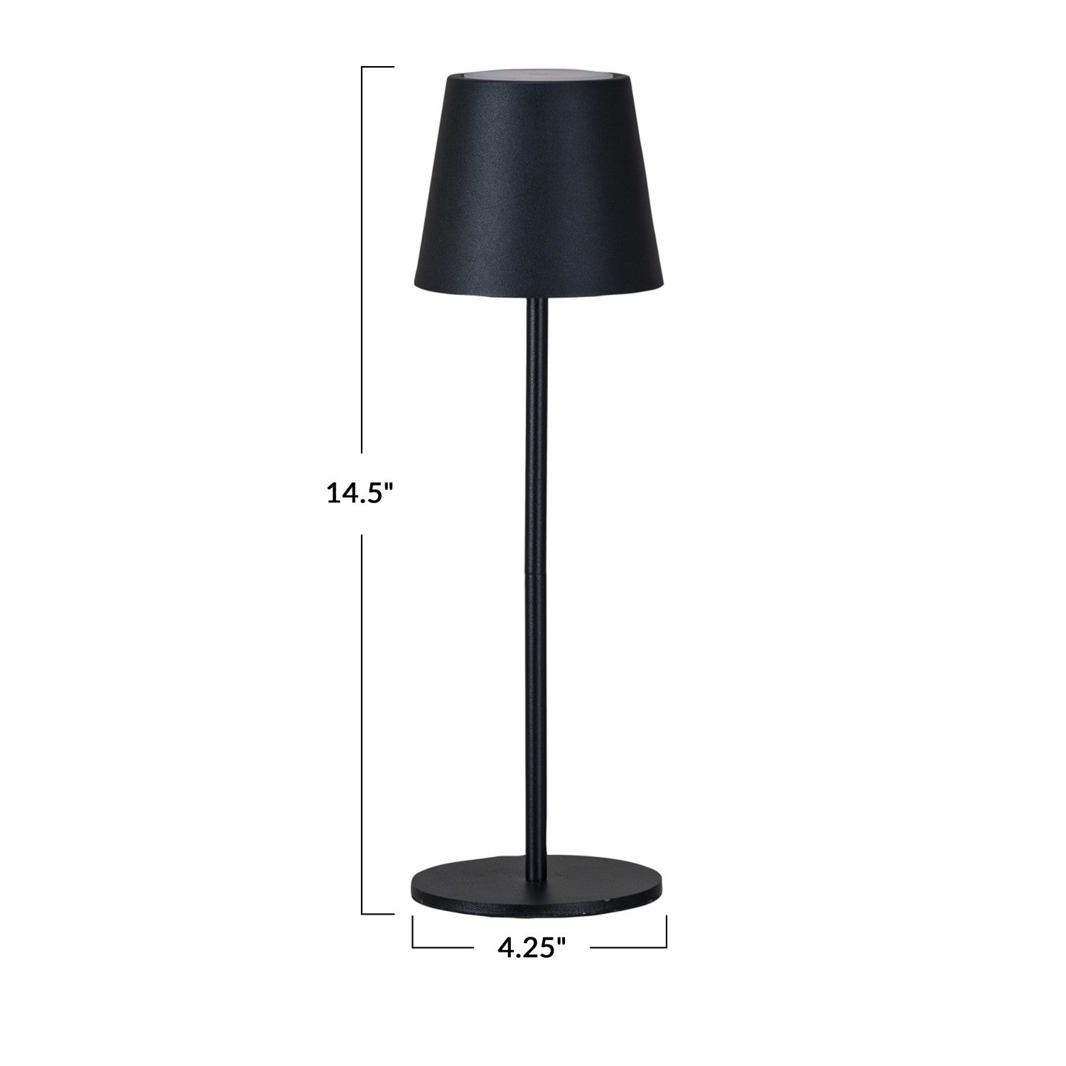 Black Metal LED Rechargeable Table Lamp w/Touch Sensor