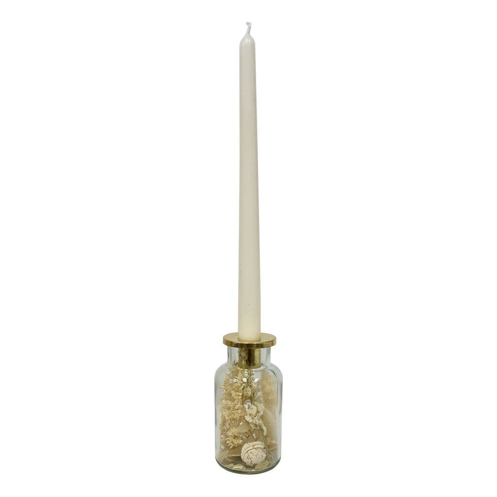 Botanical Taper Candle Holder: Stout Shape | White Blossoms