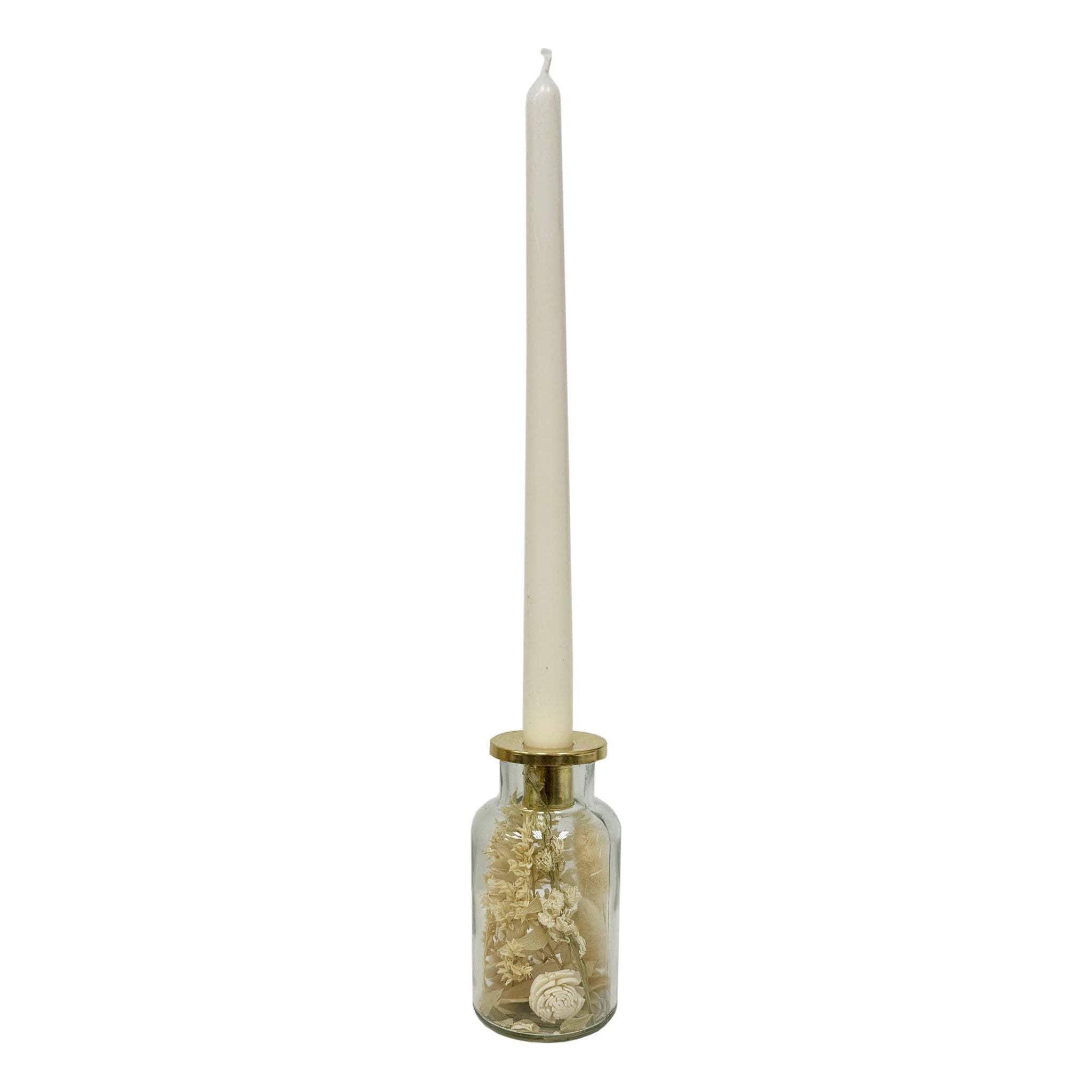 Botanical Taper Candle Holder: Stout Shape | White Blossoms