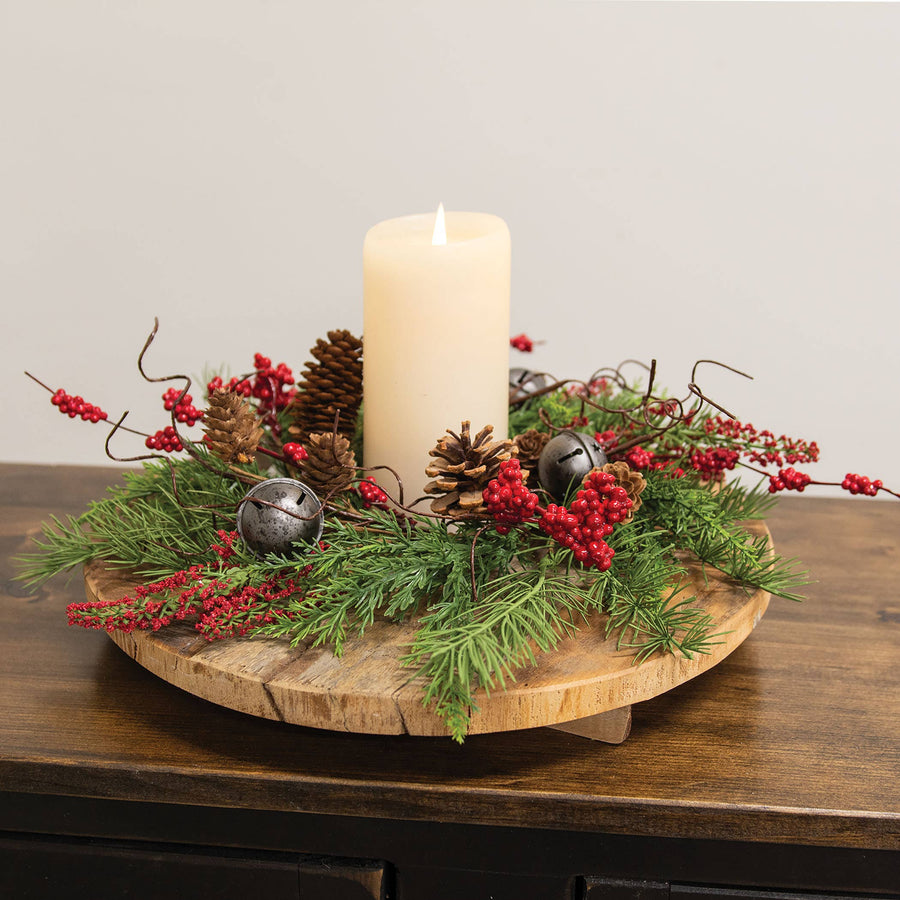 Joyful Mixed Pine & Pepperberry Candle Ring | 4.5"