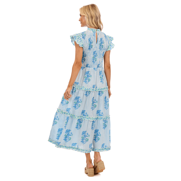 Perin Smocked Midi Dress | Blue