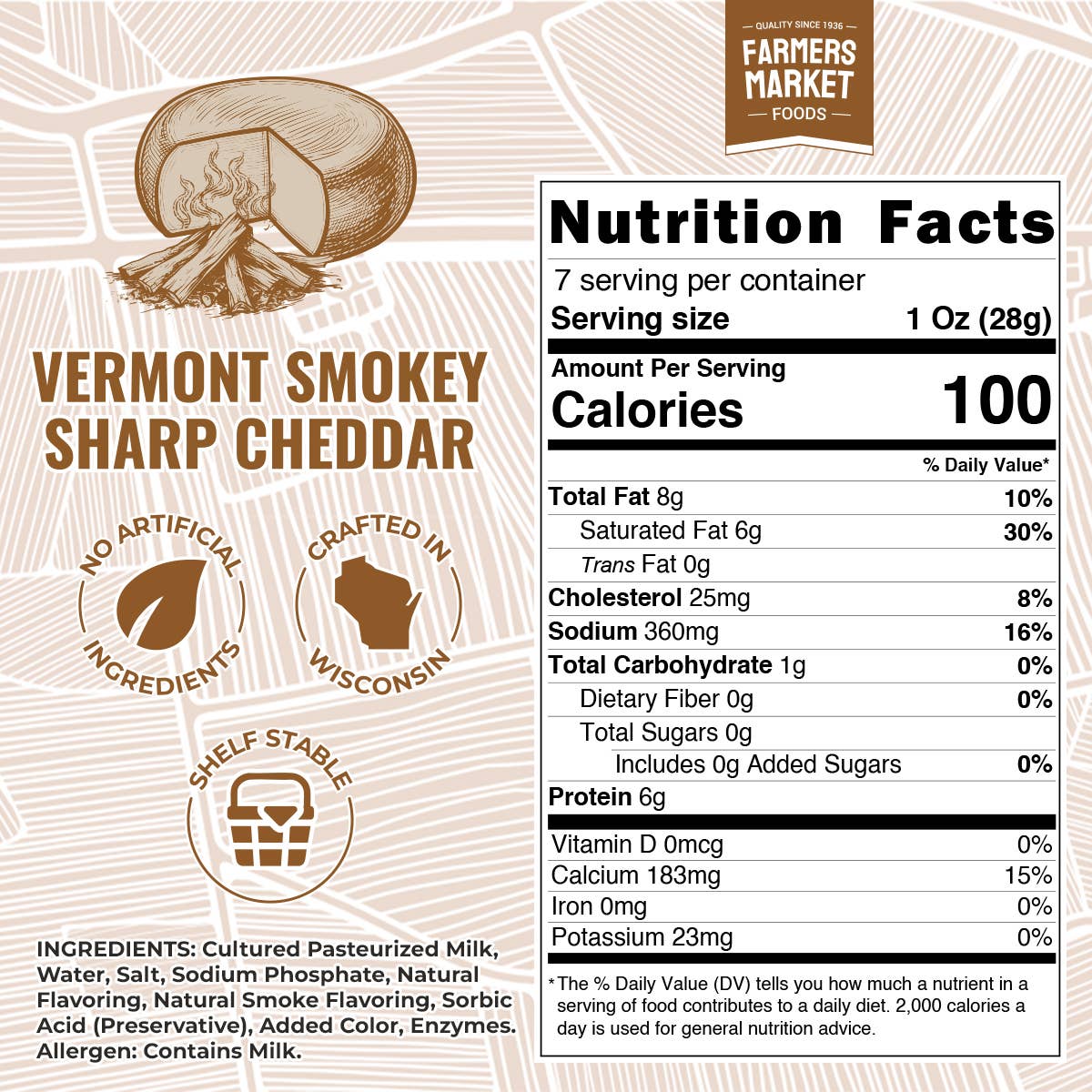 Vermont Smokey Sharp Cheddar (Shelf Stable)